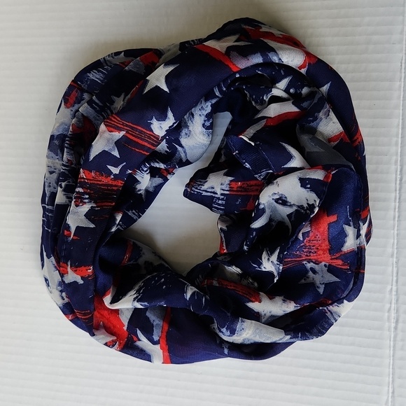Stars and Stripes Infinity Scarf by Lavello Chiffon Hometown Classics Red Blue - Picture 6 of 6